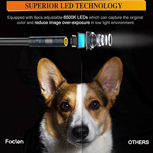 Industrial Endoscope, Foclen Borescope Camera 2.4inch IPS Screen 2600mAh Digital Handheld 5.5mm Snake Probe Inspection Camera with Light 16G TF Card and Portable Box 3M/9.8FT - Thumbnail 3