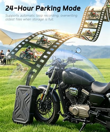Rimoody Motorcycle Dashcam 1080P Miniaturized Front Rear Collision Detection Cycle Recording Parking Mode WiFi Motorcycle