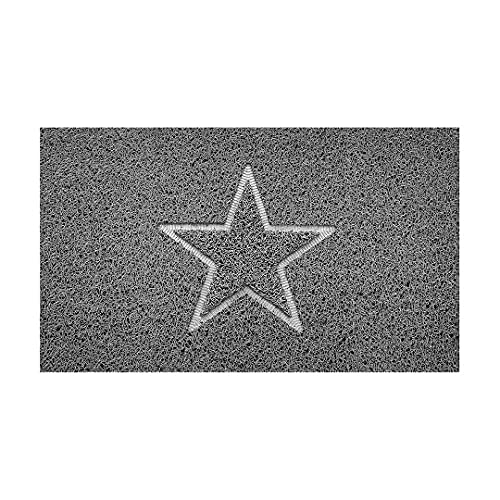 Nicoman Embossed Spaghetti Door Mat Dirt-Trapper Jet-Washable Doormat 70x43cm (Grey, STAR Shape) - Use Indoor or Sheltered Outdoor