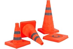 MUDUO Safety Cones,18''/28'' Traffic Cones,2/4 Pack, Collapsible with Reflective Collars, Wide Base, Storage Bag, for Traffic