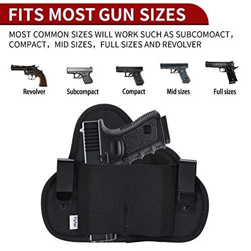 flyfan IWB Universal Holster,Concealed Carry Gun Holster, Holster for Female/Male Fits Glock 21,23,26,39,42/S&W, M&P Shield/Ruger/Taurus, Black