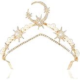 Unicra Gold Tiaras Headband Star Bridal Wedding Crown Sparkly Crystal Hair Accessories for Women