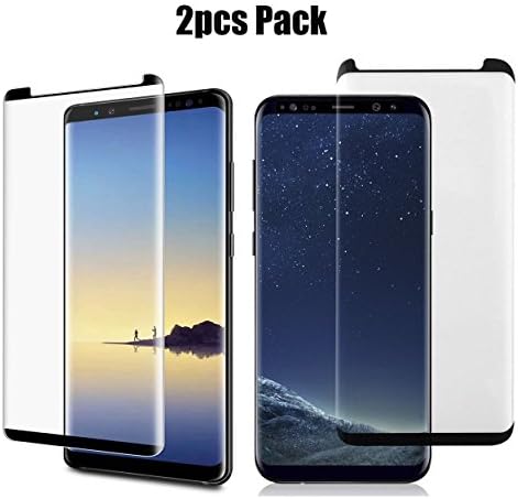 Dinhey Galaxy Note 8 Screen Protector[2 Pack] 9H Hardness 3D Curved Case Frendly Anti-Bubble Anti-Scratch Highly- Responsive for Samsung Note 8 Screen Protector Black