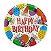 Perfect Settings Happy Birthday Party Supplies Disposable Tableware Party Set – Happy Birthday Balloons Bundle of 12 Birthday 9” Plates 7” Cake Plates 9oz Cups and Yellow Napkins