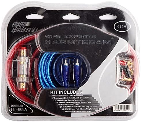 MWGears 4 Gauge (4-AWG) 1800W Car Amplifier Install Kit W/ 60AMP AGU Fuse4-AWG Car Amplifier Install Kit