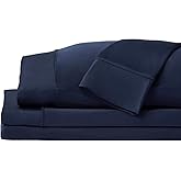 SHEEX - Original Performance Sheets Set (Queen) Navy - Cooling Sheets - Moisture Wicking - 1 Flat Cooling Sheet, 1 Fitted Cooling Sheet, 2 Pillow Covers - Wrinkle Free - Sleep Aid
