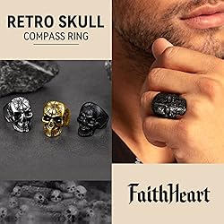 FaithHeart Male Skull Rings Norse Viking Vegvisir