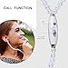 Necklace Ear phone, Pearl Beads Jewelry Headphone with Mic & Volume Control Stereo Noise Cancelling Headset (White)