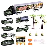 Army Car Toys 15 PCs Military Toys Playset Assorted of Military Diecast Cars, Army Helicopter, Semi Truck, Road Block Accessories, Goody Bag Stuffers, Pinata Filler