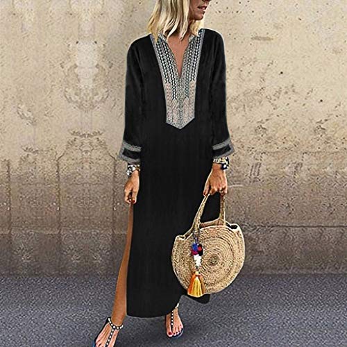 Witspace Women Long Sleeve Ladies Autumn and Winter Long Maxi Kaftan Dress Plus Size
