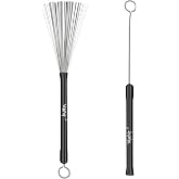 VANPHY 1 Pair Drum Brushes Retractable Wire Brushes with Rubber Handles | for Snare Drum Practice &amp; Performance