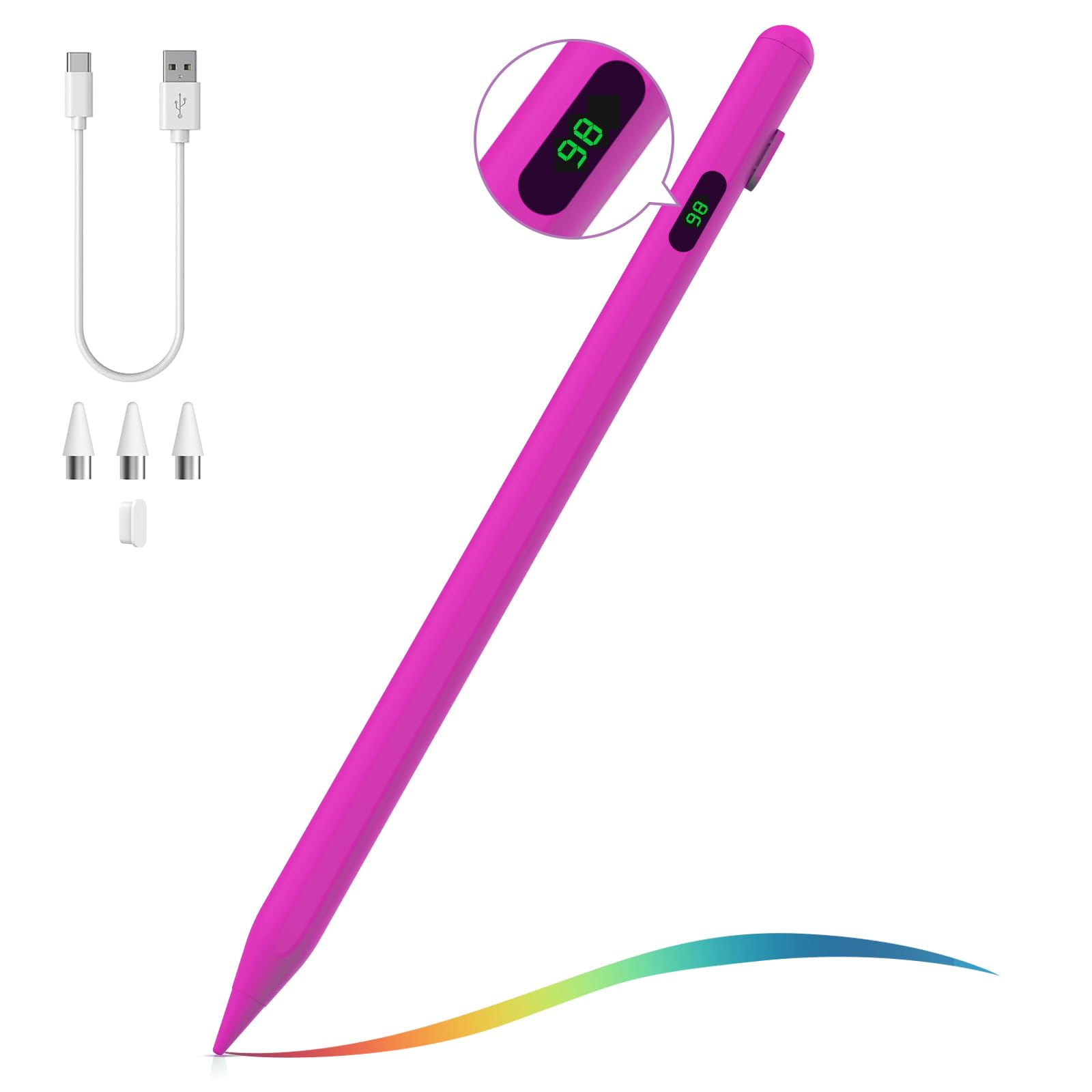 MoKo Stylus Pen for Touch Screen, Active Universal Stylus Pen Compatible with iPad/iPhone/Samsung and Other iOS/Android Smartphone, Fuchsia