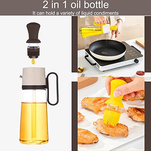 2 In 1 Glass Olive Oil Dispenser Bottle With Silicone Brush,Vinegar Soy
