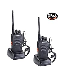 treemoo BF-888S Walkie Talkies de largo alcance para adultos 16 canales radios de dos vías con auricular original batería de iones de litio recargable y cargador (paquete de 2)