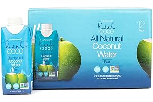 LIFE REFRESHED Real Coco All Natural Pure Coconut Water (12-Pack 330mL), Single Ingredient, No Added Sugar, Plant Based, Packed with Electrolytes, Vegan