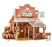 Robotime Woodcraft DIY Model Wooden House Educational & Learning Toys for Kids (American Bar)