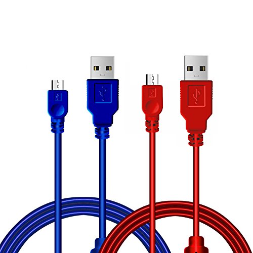 PS4 Controller Charger Charging Cable - 10FT Micro USB High Speed Data Sync Cord for Playstation 4, Xbox One Controller, Bose SoundLink Bluetooth Speaker, Headphones, Camera & Android Phones (2 Pack)