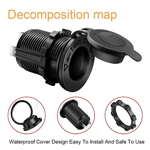 12V Cigarette Lighter Socket Car Marine Motorcycle ATV RV Lighter Socket Power Outlet Socket Receptacle Waterproof Plug 2Pack By MXRS - Thumbnail 4