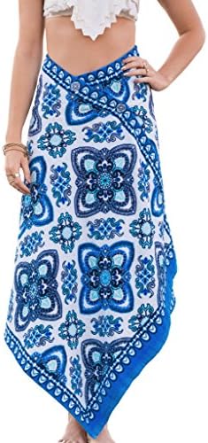 Simple Sarongs Women's Beach Towel Swimsuit Cover-up Wrap One Size Blue Tile