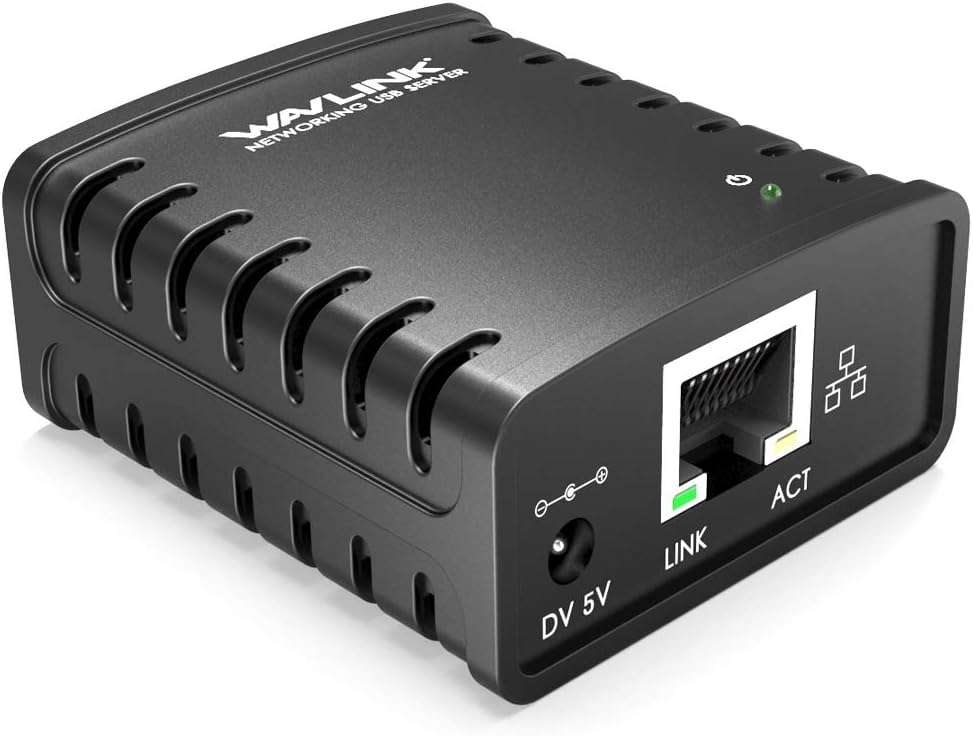 WAVLINK Print Server 10/100Mbps Ethernet USB 2.0 LPR for Windows Network Printer
