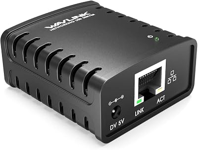 WAVLINK Print Server 10/100Mbps Ethernet USB 2.0 LPR for Windows Network Printer
