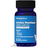 VitaMedica Arnica Montana 200C Rapid Dissolve Tablets for Natural Pain, Bruising, and Swelling Support - High Potency Homeopa