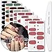WOKOTO 8 Sheets Lattice Nail Art Polish Wraps Stickers With 1Pcs Nail File Solid Color Adhesive Manicure Decal Strips For Women