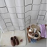 Lingstar Modern Style EVA Waterproof Mould-proof Bathroom Fabric Bath Shower Curtain White and Black Plaid-(180cm200cm)