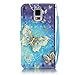 S5 Case, Samsung Galaxy S5 Case, Lwaisy [Wrist Strap] [Stand Function] Premium PU Leather Wallet Phone Case Flip Cover Built-in Card Slots for Samsung Galaxy S5 (Gold Butterfly)
