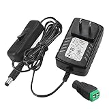 FIT-POWER 12V 2A 24W AC/DC Switching Power Supply Adapter with On/Off Switch, Input 100-240V Output 12Volt 2Amp 24Watt Wall Wart Transformer Charger for DC12V CCTV Camera LED Strip Light, UL Listed
