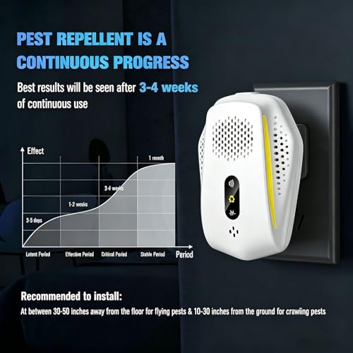 Ultrasonic Pest Repeller, 3 Mode Electronic Pest Control Repeller, Ultrasonic Mosquito Repeller for Anti Flies Mice Cockroaches Spiders Rodents Mosquitoes 4 Pack