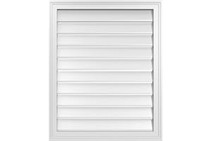 EKENA MILLWORK 26"W x 32"H Rectangle Surface Mount PVC Gable Vent: Functional, w/ 1-1/2" x 2" Brickmould Frame