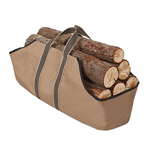 RORAIMA Firewood Log Carrier Signature Log Totes Heavy Duty Canvas (logs not included) size 36"x16"x9" Color Khaki