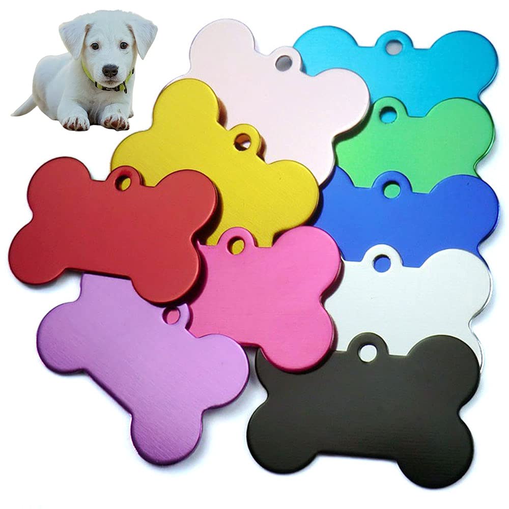 14 Pieces Bone Shaped Dog Tag Pet ID Tag Bone Shape Phone Number ID Tag for Dogs and Cats Pet ID Random Color