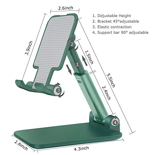 LOBKIN Cell Phone Stand for Desk,Foldable Portable Adjustable Phone Holder Cradle Dock for Desk, Desktop Stand Compatible with iPhone 12 Pro Max 11 XS XR X Samsung Galaxy S10 S9 Tablets