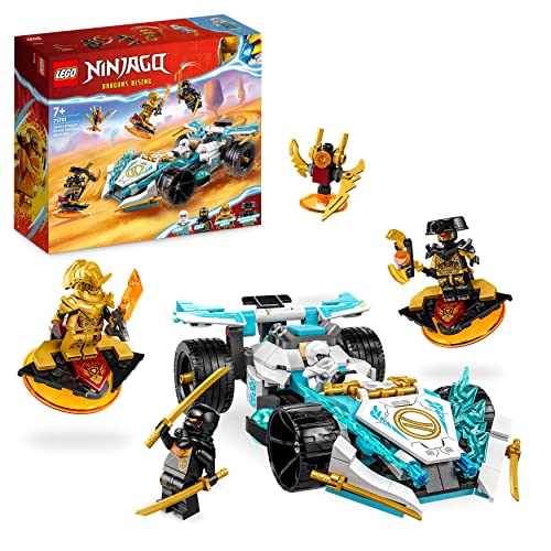 LEGO NINJAGO Auto da Corsa Spinjitzu Dragon Power di Zane, Macchina Giocattolo e 4 Minifigure, Giochi per Bambini e Bambine da 7 Anni in su, Veicolo con Funzione di Rotazione 71791