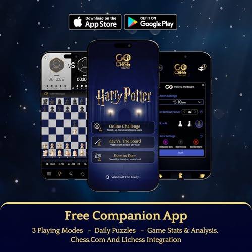 Harry Potter Electronic Chess Board Game. GoChess Mini Wizard. Light-Up Chess Set for All Skill Levels. Online Play App for Harry Potter Fans Smart Board Games Lovers