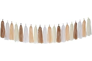 Boho Rainbow Baby-Shower Party-Decorations Tassel-Garland - 20pcs Neutral Birthday Wedding Bridal Tassels, White Brown Champagne Banner Streamers, Engagement Bachelorette Christmas Decor Panduola