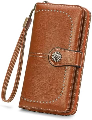 Amazon.com: FT FUNTOR Women's Big Fat RFID Blocking Wallet Leather