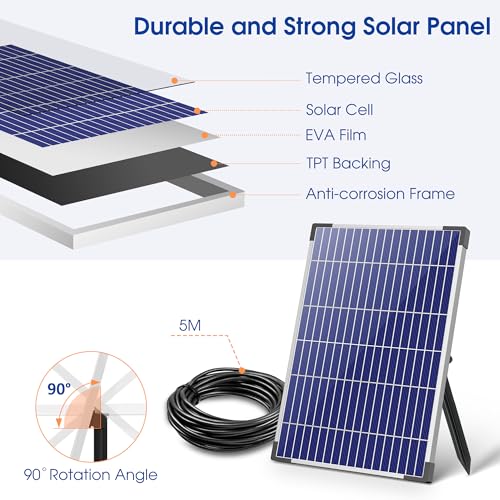 Biling 12W Solar Pond Pump, 160L/H, 1.5m Lift Solar Water Fountain Pump | Safe Anti-Dry Protection & Dual Filtration,DIY 4 Nozzles 5m Cable for Bird Bath,Small Pond&Water Features