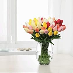 20 Pcs Pink Tulips Artificial Flowers Real Touch