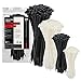 Neiko 51261A UV Black and Natural White 4, 6, 8, 11-Inch Heavy Duty Cable Zip Ties, 200-Piece Assortment | 18 and 75 lb Tensile Strength