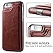 UEEBAI Case for iPhone 5 5S SE, Luxury PU Leather Case with [Two Magnetic Clasp] [Card Slots] Stand Function Durable Soft TPU Case Back Wallet Flip Cover for iPhone 5/5S/SE - Brown