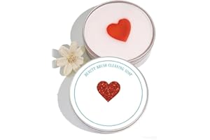 Silicone Makeup Brush Cleaning Pad with Soap with Silicone Cleaning Mat, for Cleaning Makeup Sponges Brushes (Heart shape)