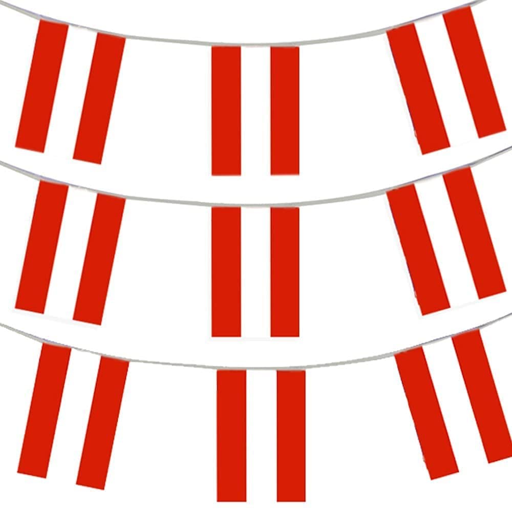 Austria Flag Bunting - 10m 33ft - 20 Flag - Plastic all Weather Austrian Bunting Decoration for Indoor Outdoor Sporting Events, Street Parties, Festivals and Celebrations