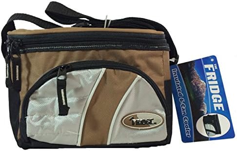 Fridge Insulated 6 Can Thermal Cooler Lunch Bag with Easy Clean Liner, Brown (9" x 6" x 7.25")