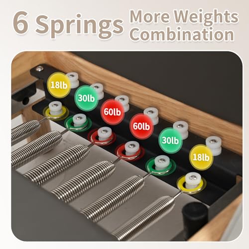 nexace Pilates Reformer Machine, Wood Foldable Pilates Machine Equipment for Home Workout