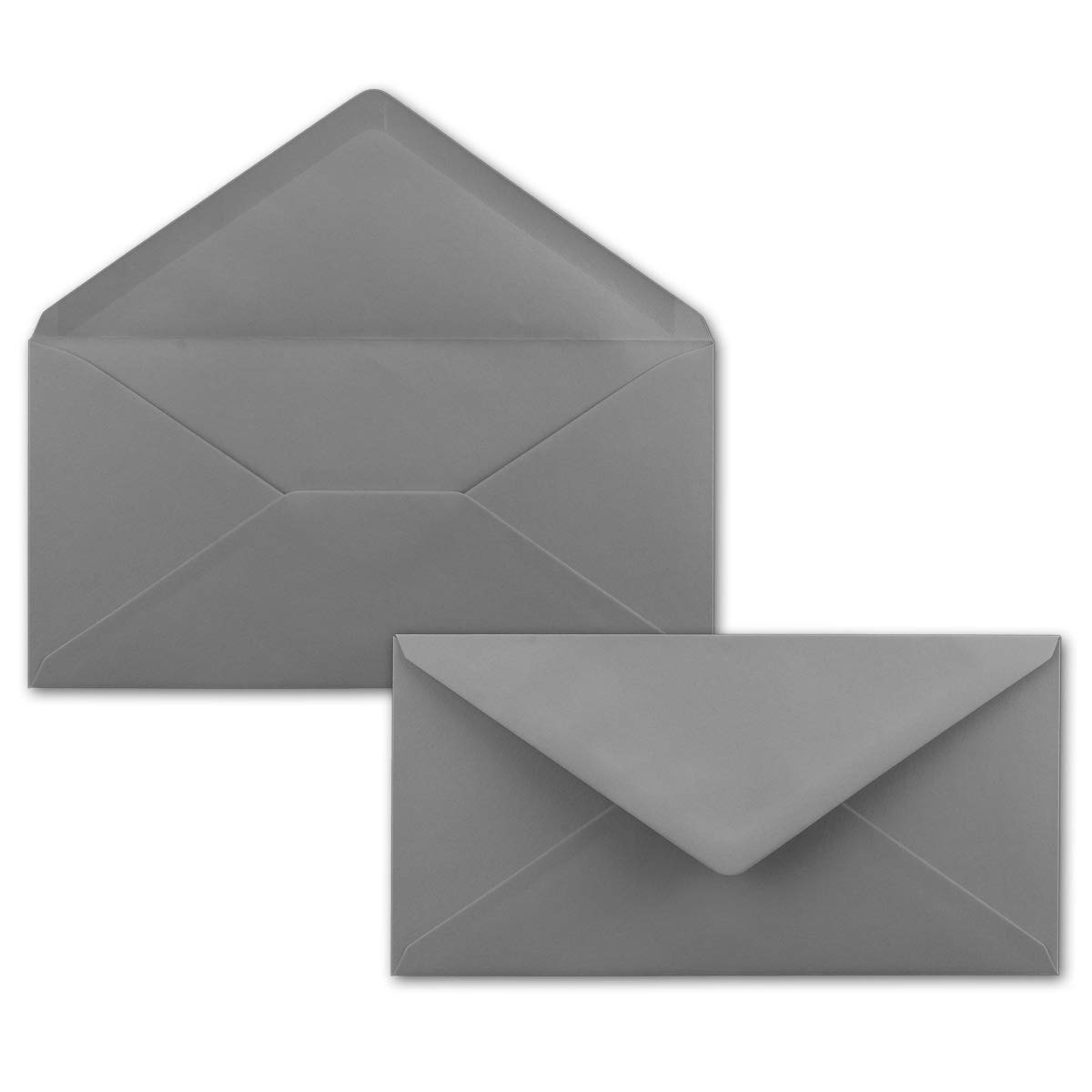 150x Gummed Envelopes | DL Format 110 x 220 mm | Completely Coloured Paper | Postal Envelopes Without Window | for Christmas, Greeting and Invitation Cards | FarbenFroh Series Dark Grey — image 1