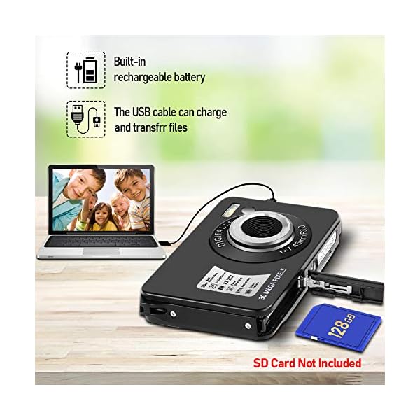 COMI Digitalkamera Fotoapparat Digitalkamera 30 MP 1080P Kompaktkamera 8X Digital Zoom-Minikamera 2,7-Zoll-LCD… – Bild 7