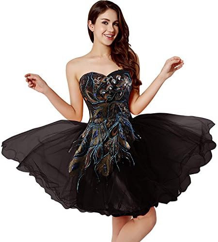 anmor Women's Beading Bodice Short Tulle Homecoming Dresses Prom Gowns